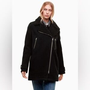 Aritzia Wilfred Free Waterhouse Coat 100% Virgin Wool Size Small In Black Zip Up